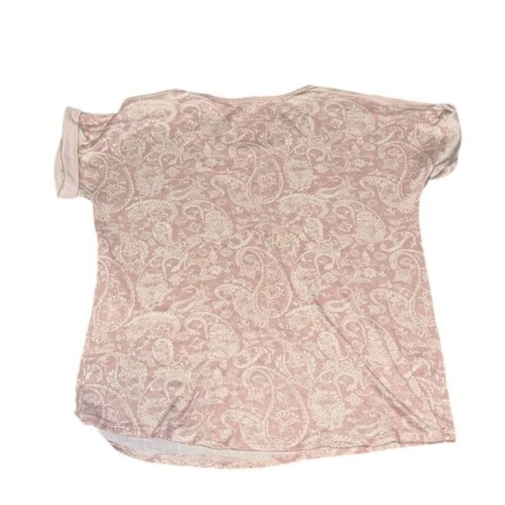 Lucky Brand Womens Paisley Print Pink Short Sleeve Top S/CH 96% Polyester - Picture 4 of 6